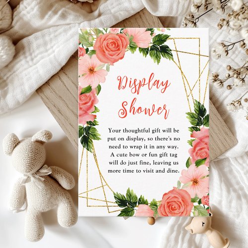 Coral Pink Red Roses Baby Display Shower Enclosure Card