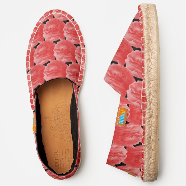 coral pink rose flower floral shoe black liner (Side)
