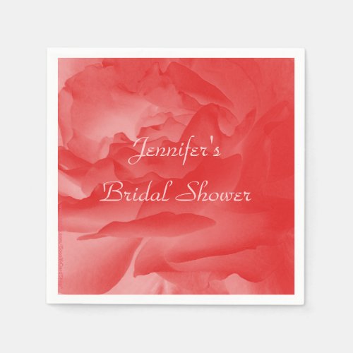 Coral Pink Rose Paper Napkins Bridal Shower Paper Napkins