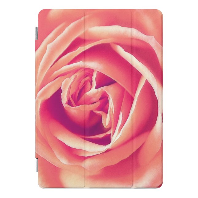Coral pink rose print case for the iPad mini (Front)