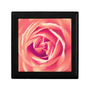 Coral pink rose print keepsake box
