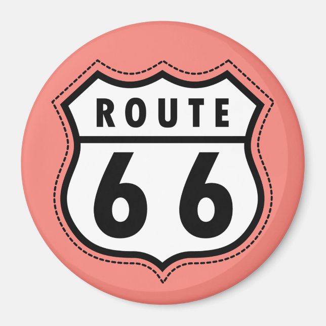 Coral Pink Route 66 sign Magnet (Front)