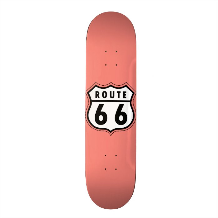 Coral Pink Route 66 sign Skate Board Deck