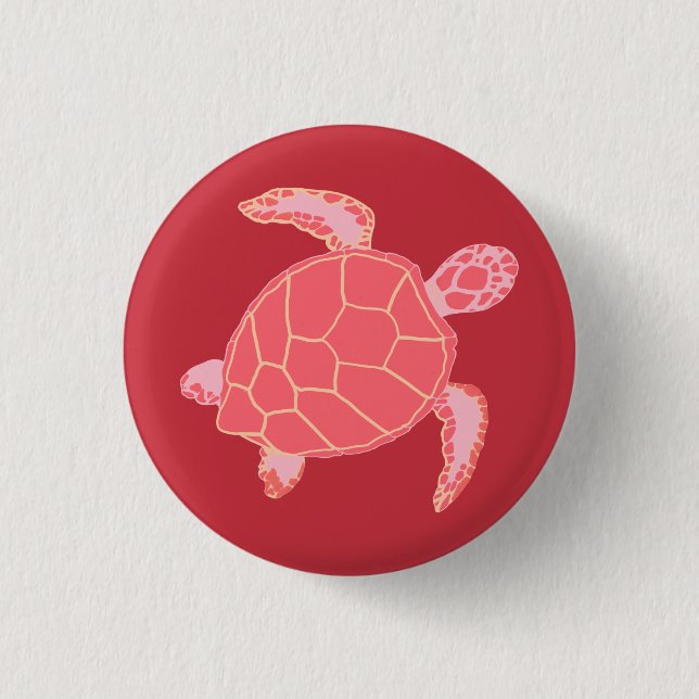 Coral Pink Sea Turtle Button (Front)
