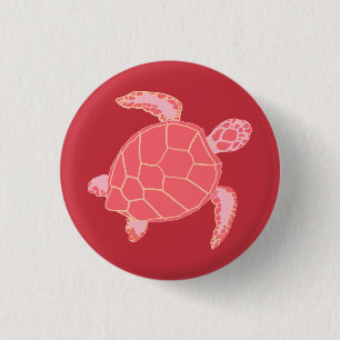 Coral Pink Sea Turtle Button
