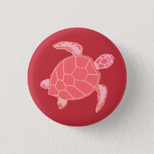 Coral Pink Sea Turtle Button