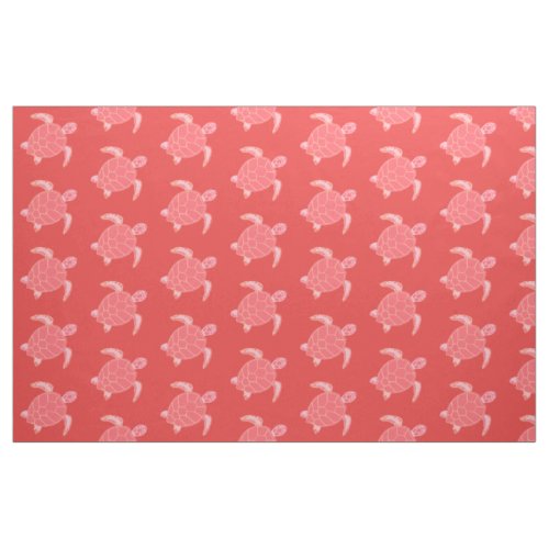 Coral Pink Sea Turtles Pattern Fabric