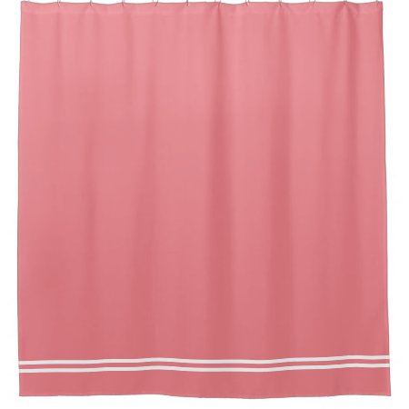 Coral Pink Shower Curtain Double Line Border