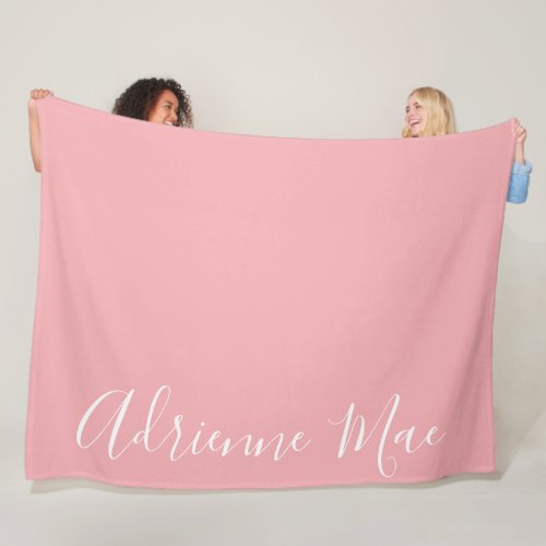 Coral Pink Simply Personalized Fleece Blanket