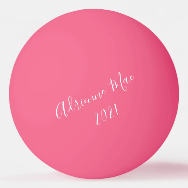 Coral Pink Simply Personalized Ping Pong Ball (Front)
