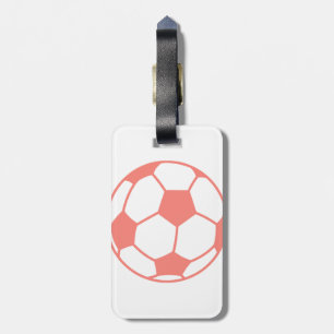 Coral Pink Soccer ball Luggage Tag