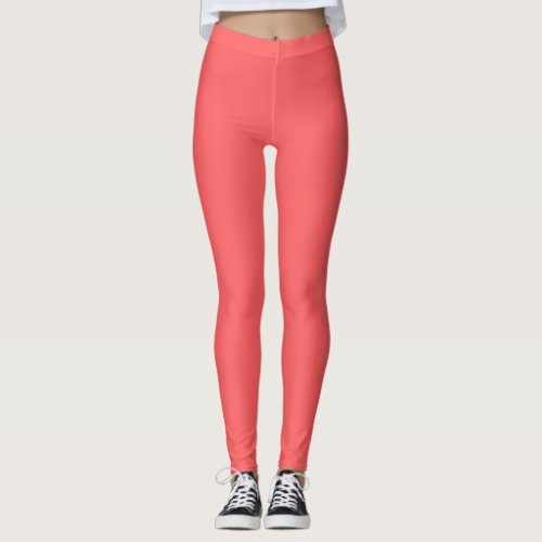 Coral Pink  solid color  Leggings