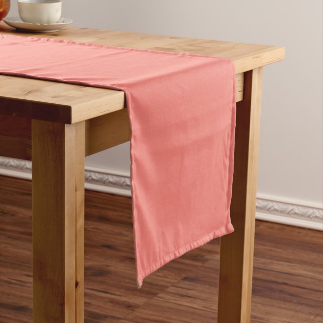 Coral Pink Solid Color Table Runner (In Situ)