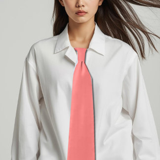 coral pink solid color tie