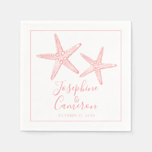 Coral Pink Starfish Beach Wedding Napkins