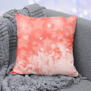 Coral pink Stars pattern White paint Modern Chic Throw Pillow