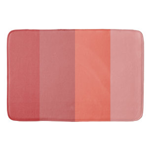 Coral Pink Stripes Bath Mat