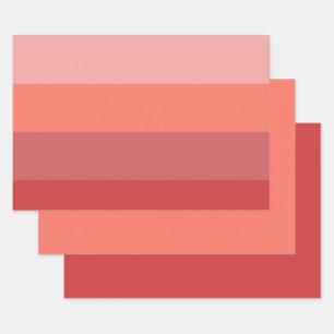 Coral Pink Stripes Wrapping Paper Sheets