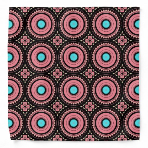 Coral Pink Stylish Boho Ethnic Geometric Pattern Bandana