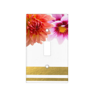 Coral & Pink Summer Dahlia Flowers Floral Chic Light Switch Cover
