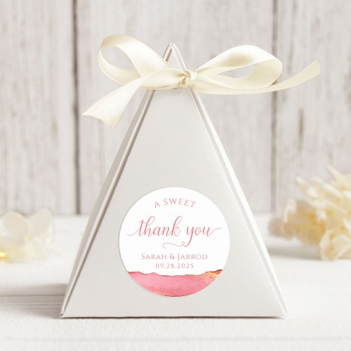 Coral Pink Sweet Thank You Stickers