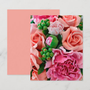 Coral & Pink Tea Rose Flowers Flat Paper Sheet