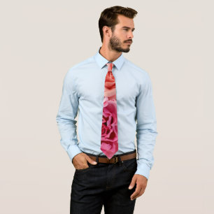 Coral & Pink Tea Rose Flowers Neck Tie