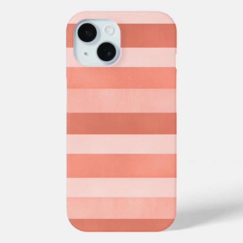 Coral Pink Textured Stripes Pattern Preppy iPhone 15 Case