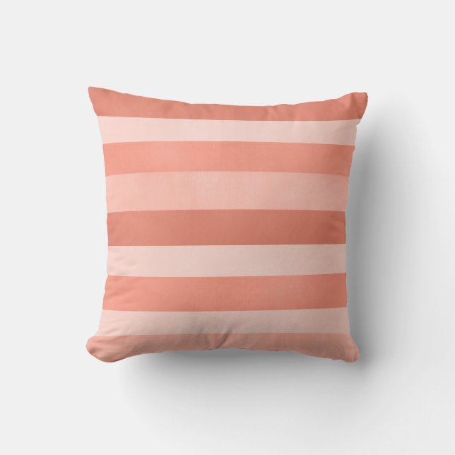 Coral Pink Textured Stripes Pattern Throw Pillow (Front)