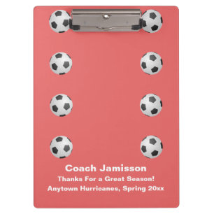 Coral Pink, Thank You Soccer Coach, Name, Clipboard