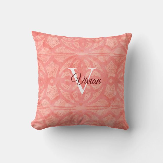 Coral Pink Throw Pillow (Front)