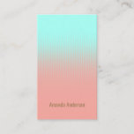 Coral Pink Turquoise Blue White Stripes Business Card