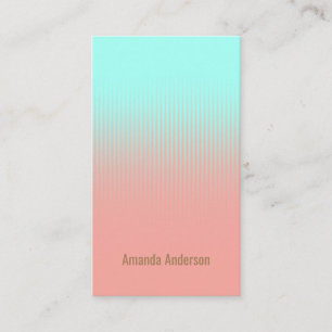 Coral Pink Turquoise Blue White Stripes Business Card