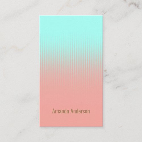 Coral Pink Turquoise Blue White Stripes Business Card