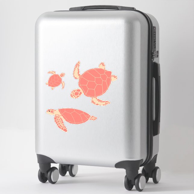 Coral Pink Turtles Sticker (Suitcase)