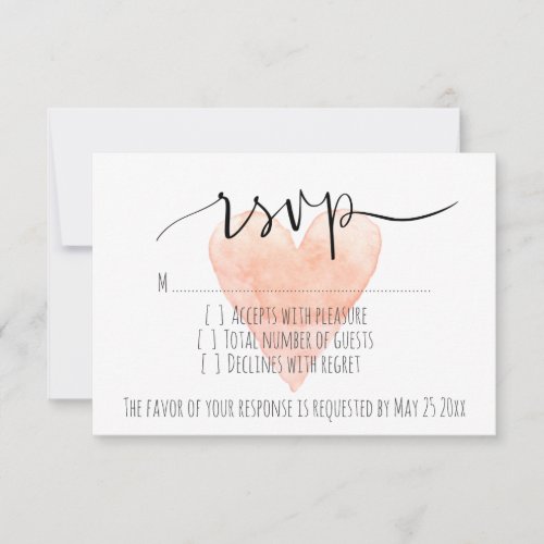 Coral pink typography rsvp wedding response cards