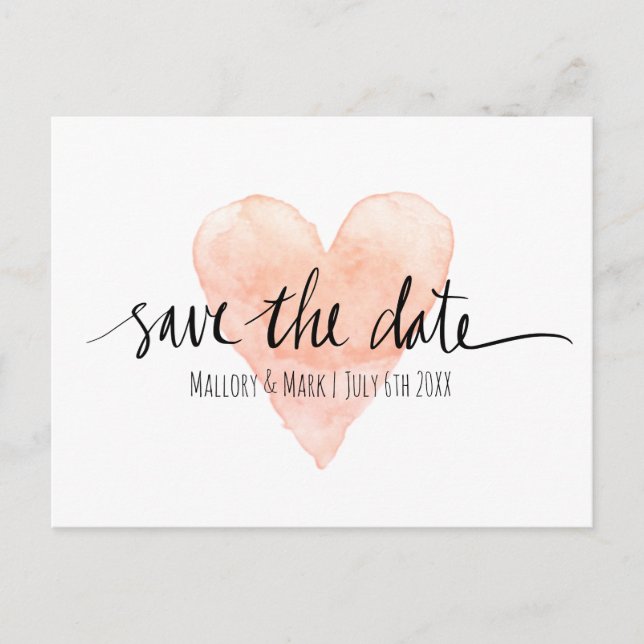 Coral pink typography save the date wedding cards (Front)