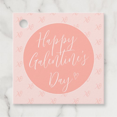Coral Pink Valentines Day Gift Tag
