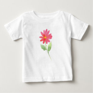 Coral Pink Watercolor Daisy Baby T-Shirt