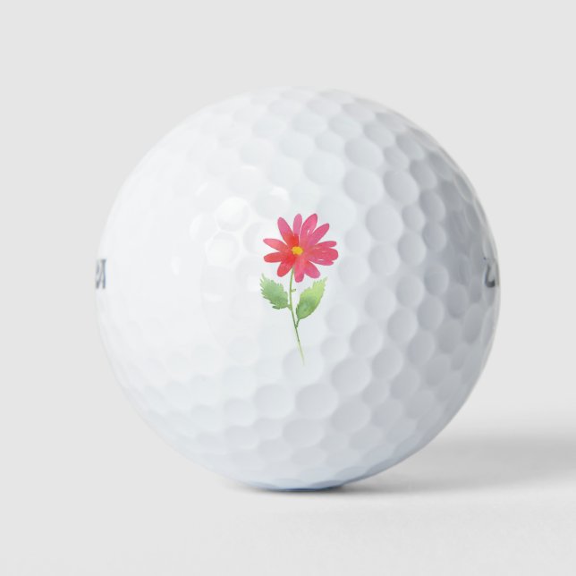 Coral Pink Watercolor Daisy   Golf Balls (Front)