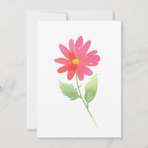 Coral Pink Watercolor Daisy Note Card
