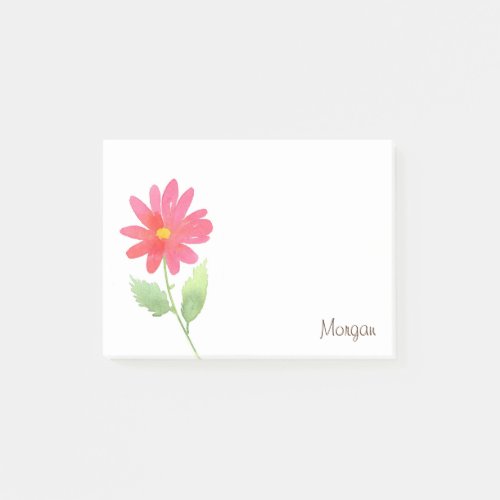 Coral Pink Watercolor Daisy Post_it Notes