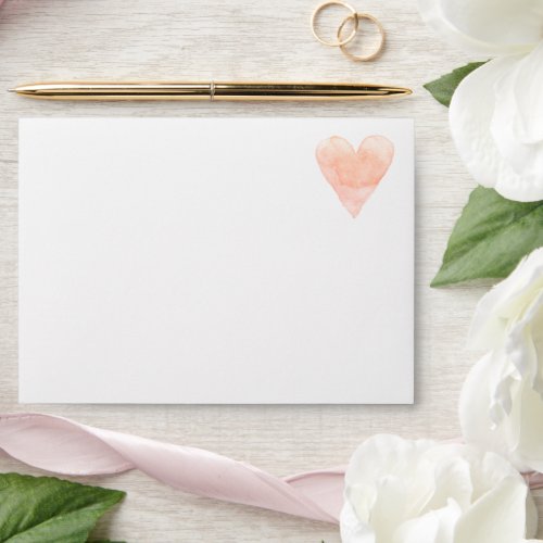 Coral pink watercolor heart drawing chic wedding  envelope