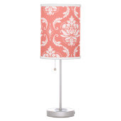 Coral Pink White Classic Damask Pattern Table Lamp (Right)