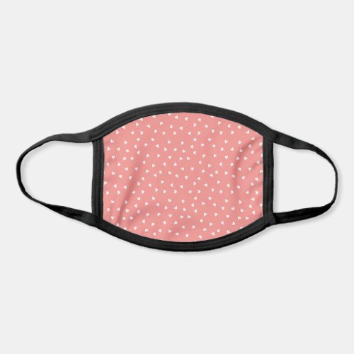 Coral Pink White Heart Reusable Washable Cloth Face Mask