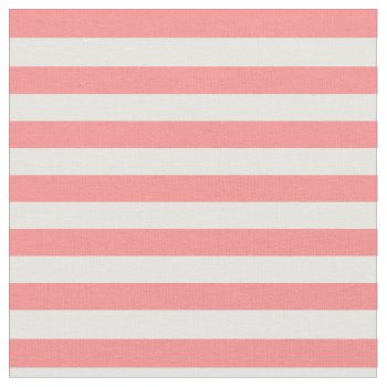 Coral Pink & White Striped Fabric by StripyStripes at Zazzle