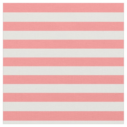 Coral Pink & White Striped Fabric