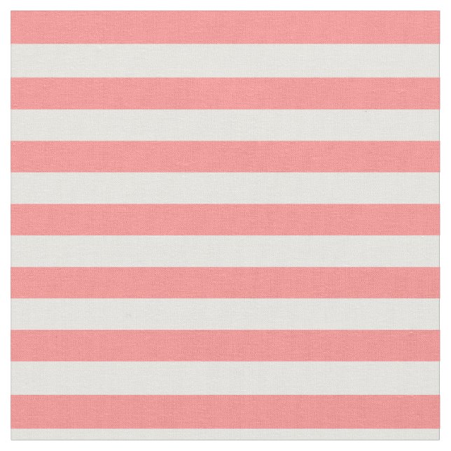 Coral Pink & White Striped Fabric (Close Up)