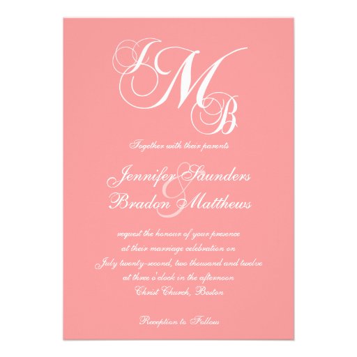 Coral Pink Wedding Invitations 9