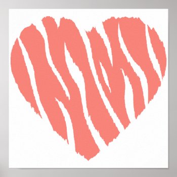 Coral Pink Wild Heart Poster by ColorStock at Zazzle